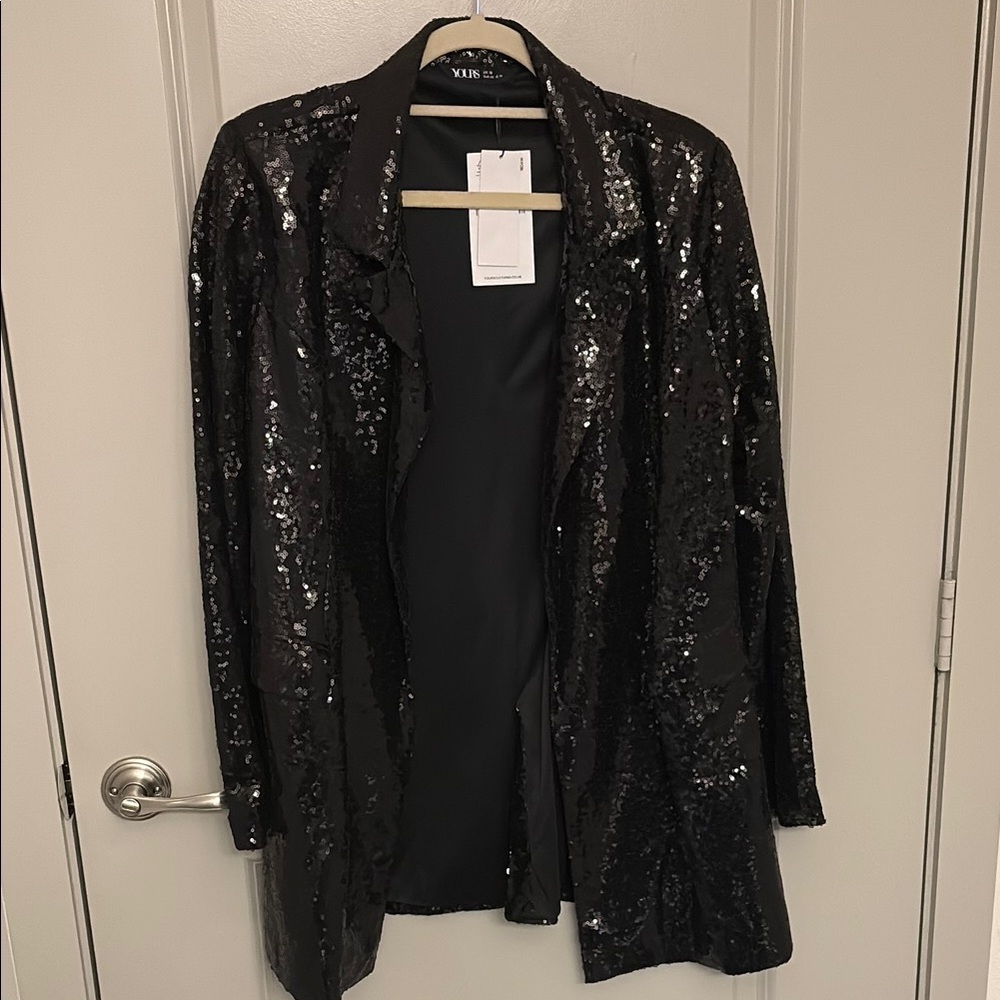 NWT ASOS Black Sequin Blazer - Picture 2 of 4